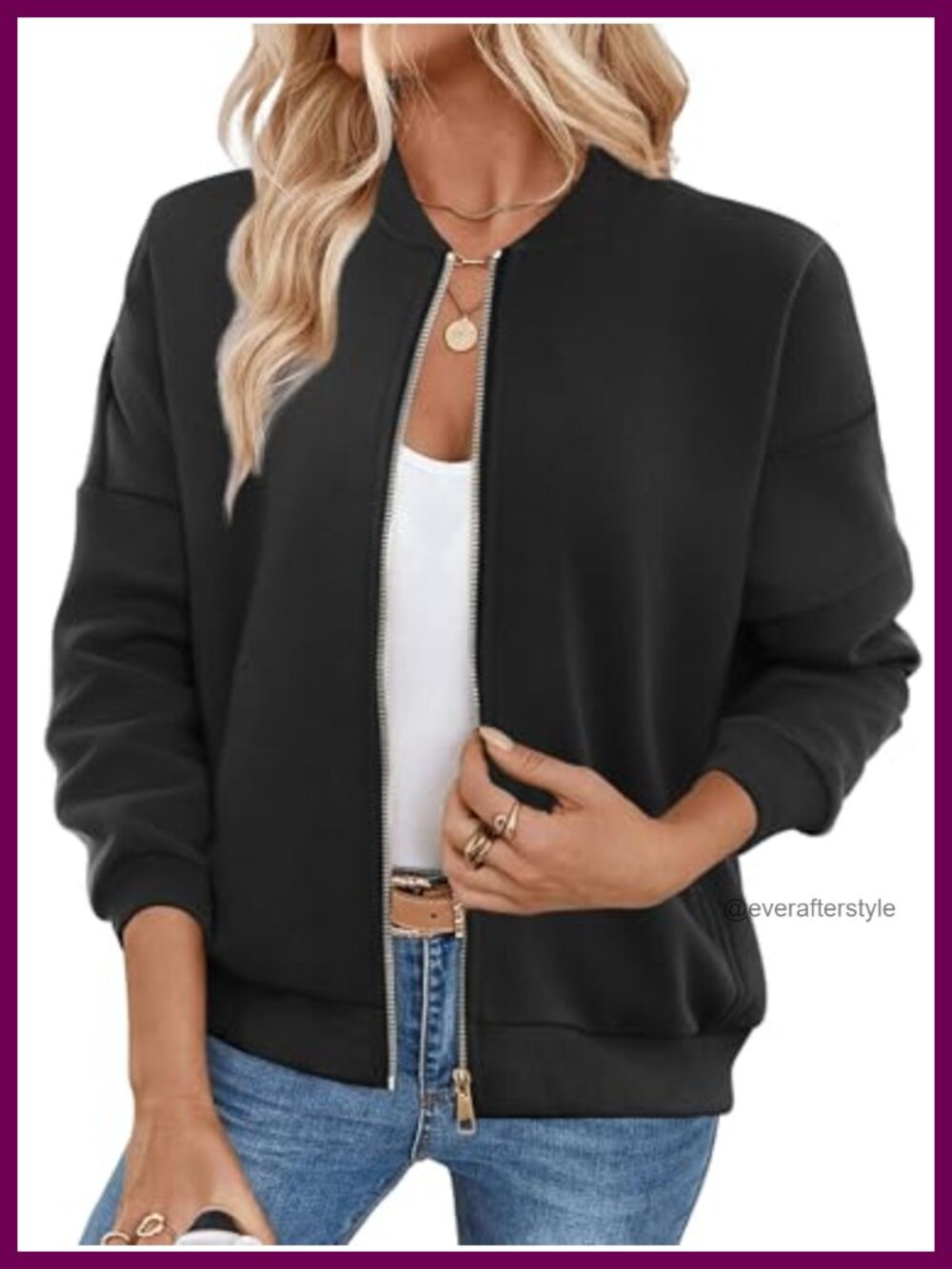 Women's Zip Up Fleece Lined Sweatshirt with Pockets Loose Fit